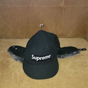 Supreme Black Winter Hat with Ear Flaps